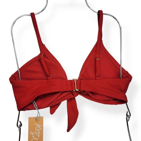 Kona Sol Red Front Tie Bikini Top Small 4-6 - Picture 2 of 3